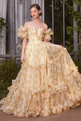 Andrea & Leo A1430 Dress Strapless Floral Printed Ball Gown