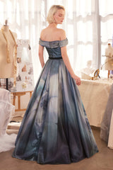 Andrea & Leo A1431 Dress Print Off The Shoulder Satin Ball Gown