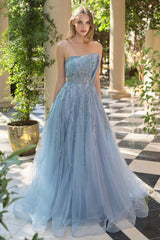 Andrea & Leo A1491 Boned Asymmetrical Sequin Bodice A-Line Formal Dress