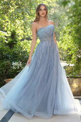 Andrea & Leo A1491 Boned Asymmetrical Sequin Bodice A-Line Formal Dress
