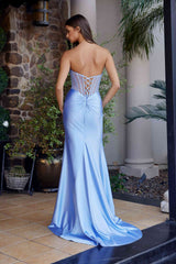 Nox Anabel A1737 Strapless Fitted Stretch Satin Prom Gown