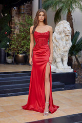 Nox Anabel A1753 Fitted Stretch Satin Strapless Prom Gown