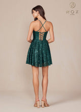 Nox Anabel A843 Short Strapless Sequin A-Line Dress