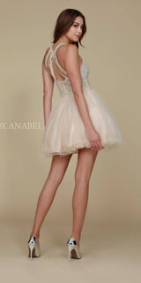 Nox Anabel B652 Short Dress Poofy A-Line Tulle Skirt Halter Neck