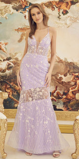 Nox Anabel C1195 Floor Length Fitted Sleeveless Floral Applique Gown