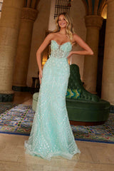 Nox Anabel C1599 Strapless Beaded Tulle Dress with Lace-Up Back
