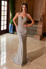 Nox Anabel C1608 Fully Beaded Tulle Dress with Sweetheart Top