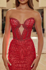 Nox Anabel C1848 Fitted Beaded Tulle Strapless Keyhole Bodice Prom Gown