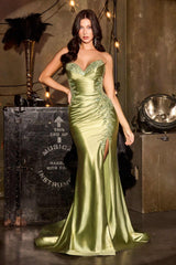 Ladivine CA119 Sweetheart Neck Fitted Stretch Satin Formal Gown