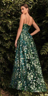 Cinderella Divine CB073 Floor Length Luminescent Floral Sequin Print Ball Gown