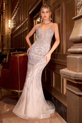 Ladivine CC0240 Dress Pearl Embellished Fit & Flare Gown