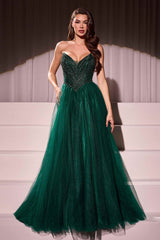 Ladivine CC415 Dress Strapless Beaded Tulle Ball Gown
