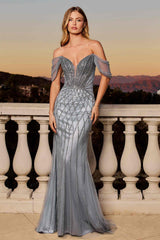 Ladivine CC477 Dress Beaded Off The Shoulder Mermaid Prom Dress