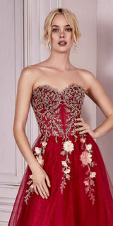 Cinderella Divine CD0191 Strapless Layered Tulle Gown