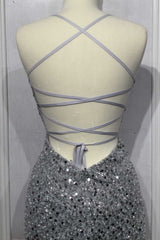 Ladivine CD258 Floor Length Iridescent Fitted Sequin Gown