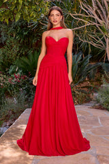 Ladivine CD395 Outdoor Soirees A-line Flowy Strapless Dress