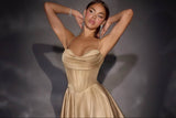 Ladivine CD425 Timeless Corset Satin Fit and Flare Mini Dress