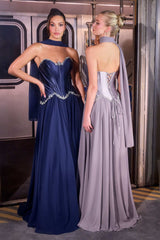 Ladivine CD668 Sculpted Satin Corset Bodice Timeless A-Line Ball Gown