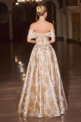 Ladivine CD682 Off the Shoulder Beaded Bodice Ball Gown