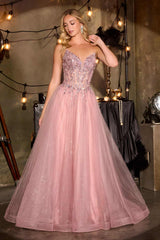 Ladivine CD721 Strapless A-Line Sweetheart Corset Bodice Formal Dress