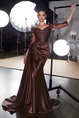 Ladivine CDS549 Mother of the Bride Fitted Gown Off Shoulder