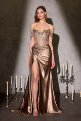 Ladivine CDS554 Opulent Off Shoulder Sparkle Fitted Gown