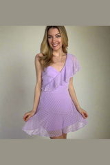 Ace Mini Single Shoulder Flutter Sleeve Party Dress (Lilac) - treasures-4-u-2-day