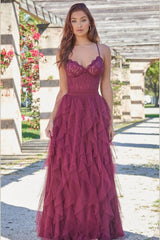 Dahlia Sweetheart Ruffle Tiered Formal Wear Gown (Mulberry) - treasures-4-u-2-day