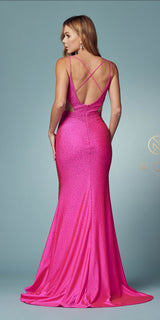 Nox Anabel E1003 Sexy Mermaid beaded Gown Plunging Neckline