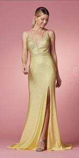 Nox Anabel E1003 Sexy Mermaid beaded Gown Plunging Neckline