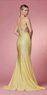 Nox Anabel E1003 Sexy Mermaid beaded Gown Plunging Neckline