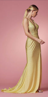 Nox Anabel E1003 Sexy Mermaid beaded Gown Plunging Neckline