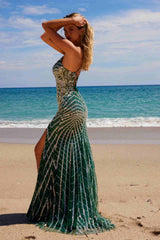 Nox Anabel E1530 Fitted Floor-Length Dress With A Fully Beaded Applique V-Neckline