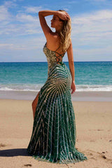 Nox Anabel E1530 Fitted Floor-Length Dress With A Fully Beaded Applique V-Neckline