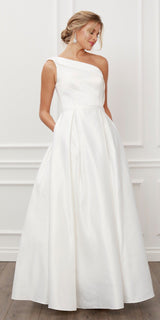 Nox Anabel E469 Elegant One Shoulder Long Satin A-Line Dress
