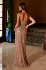 Nox Anabel F1569 Fully Beaded Strapless Design Gown