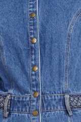 HIDDEN SMILE DENIM MIDI DRESS