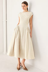 POLISHED OCCASION WOVEN MIDI DRESS