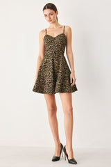 LEOPARD SWEETHEART WOVEN MINI DRESS