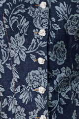 ROSETTE FLORAL WOVEN JACQUARD TOP