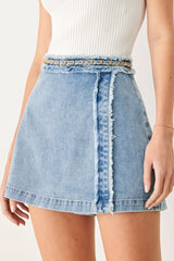 SKYWARD LINKED DENIM CROP SKORT