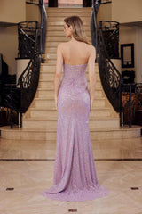 Nox Anabel G1652 Strapless V-Neck Sequin Dress