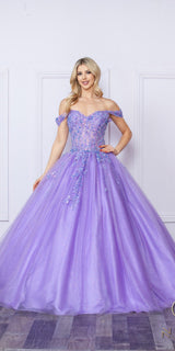Nox Anabel H1349 Poofy Long Quinceanera Off the Shoulder Ballgown