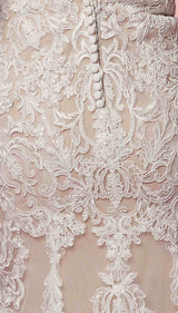 Nox Anabel H494 Spaghetti Strap V-Neckline Long Lace Wedding Gown
