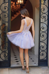 Nox Anabel H846 Short Glitter Sequin Applique A-Line Dress