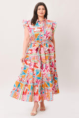 RIVIERA MOSAIC WOVEN MIDI DRESS