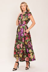 FRESH CANVAS FLORAL WOVEN MIDI DRESS