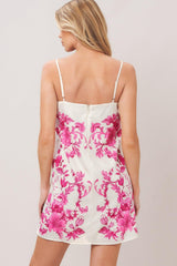 CHIC BLOSSOM WOVEN MINI DRESS
