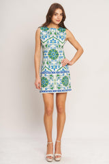EURO BLUE WOVEN MINI DRESS