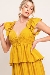 MUSTARD BLOOM WOVEN MAXI DRESS